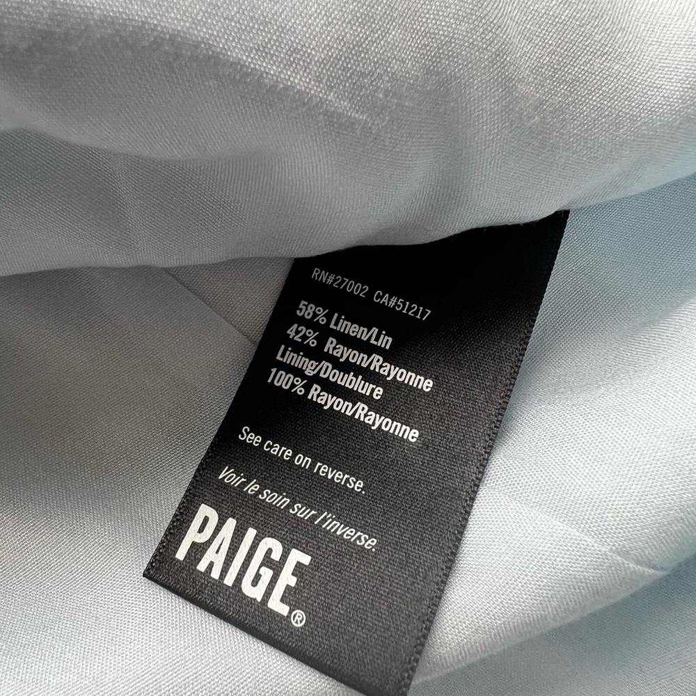 NWOT Paige Denim‎ Women's Light Blue Linen Dawson Double-Breasted Blazer Jacket - Picture 10 of 11
